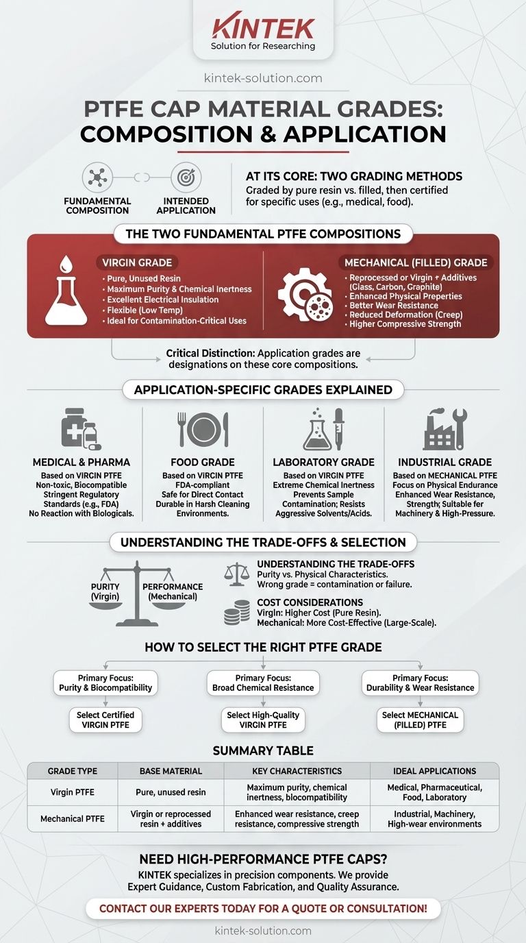 PTFE 캡에 사용할 수 있는 재료 등급은 무엇입니까? 순도 또는 성능에 적합한 등급 선택 시각적 가이드