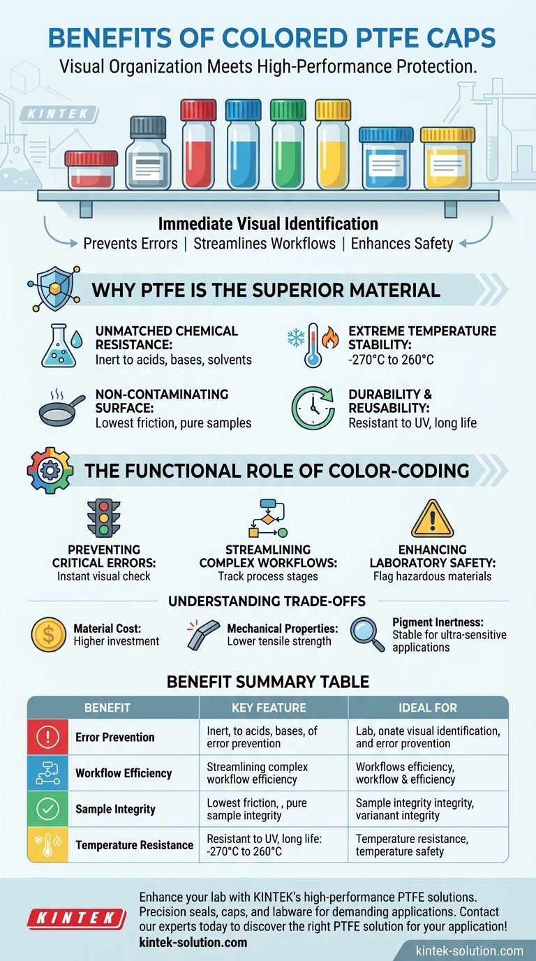 색상이 있는 PTFE 캡의 이점은 무엇입니까? 시각적 코딩으로 실험실 안전 및 효율성 향상 시각적 가이드