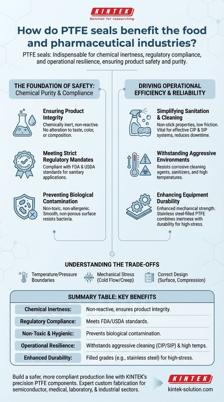 كيف تفيد موانع التسرب المصنوعة من PTFE صناعات الأغذية والأدوية؟ ضمان نقاء المنتج والامتثال للمعايير دليل مرئي