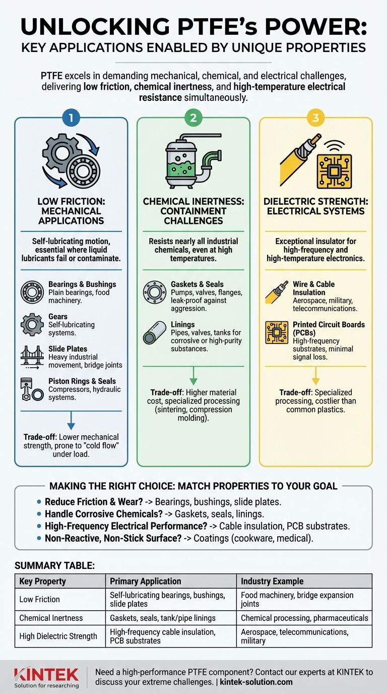 Was sind die wichtigsten Anwendungen, die durch die Eigenschaften von PTFE ermöglicht werden? Lösen Sie extreme mechanische, chemische und elektrische Herausforderungen Visuelle Anleitung