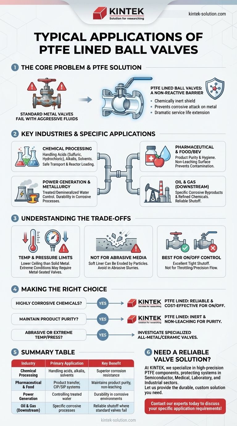 Quais são as aplicações típicas das válvulas de esfera revestidas com PTFE? Essenciais para sistemas corrosivos e de alta pureza Guia Visual