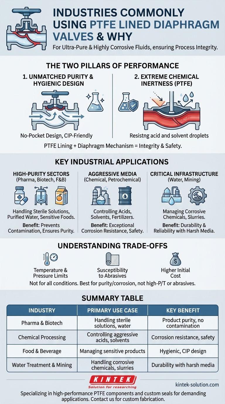 В каких отраслях обычно используются диафрагменные клапаны с футеровкой из ПТФЭ и почему? Обеспечение чистоты и коррозионной стойкости Визуальное руководство