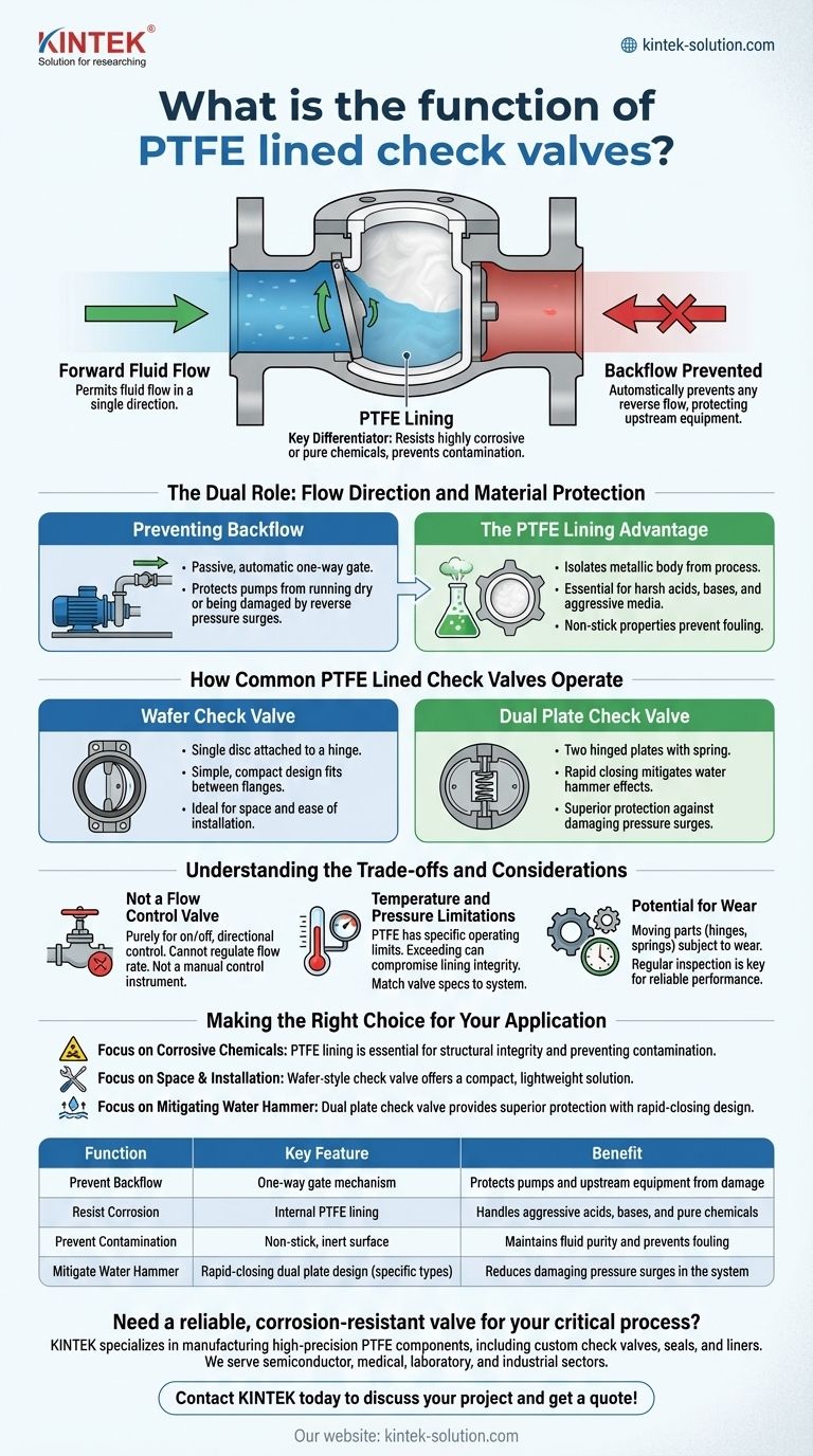Qual è la funzione delle valvole di ritegno rivestite in PTFE? Garantire un flusso unidirezionale e la resistenza alla corrosione Guida Visiva
