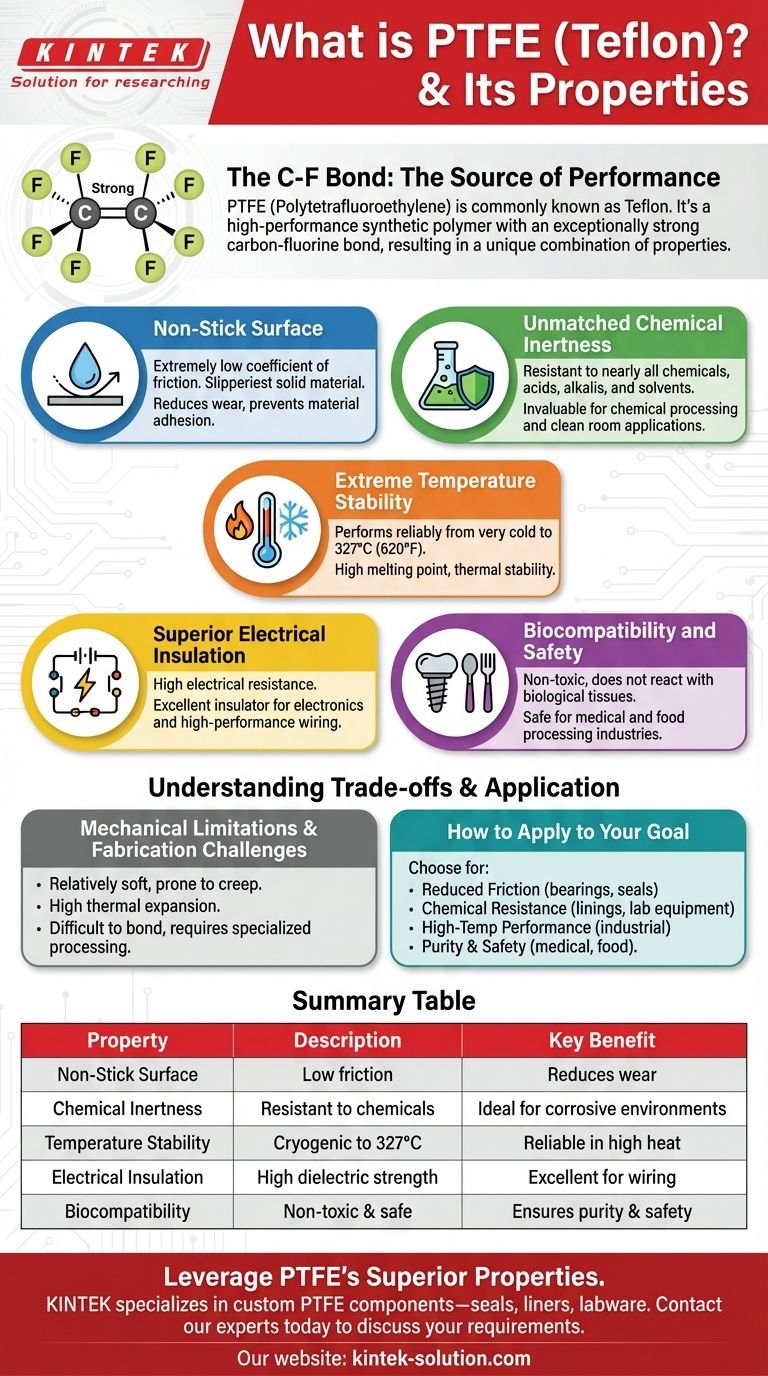 Como é comumente conhecido o Politetrafluoretileno (PTFE) e quais são as suas propriedades? Descubra o Poder do Teflon Guia Visual