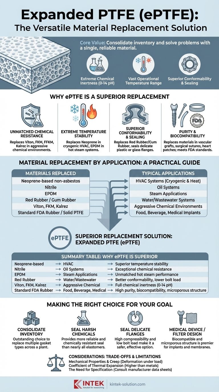 특정 응용 분야에서 확장 PTFE(Expanded PTFE)가 대체할 수 있는 재료는 무엇인가요? 씰링 재고 단순화를 위한 가이드 시각적 가이드