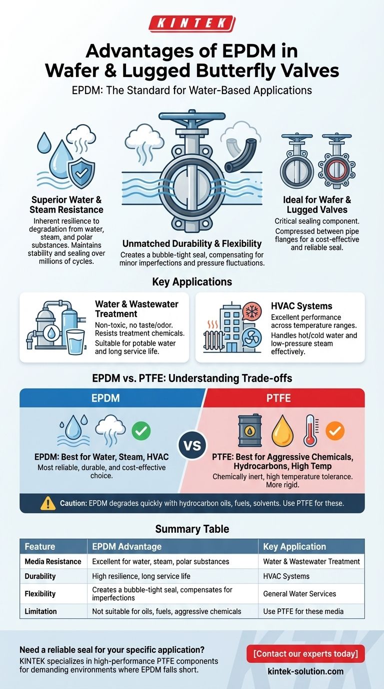 Quali sono i vantaggi dell'utilizzo di EPDM nelle valvole a farfalla tipo wafer e lugged? Guida Visiva