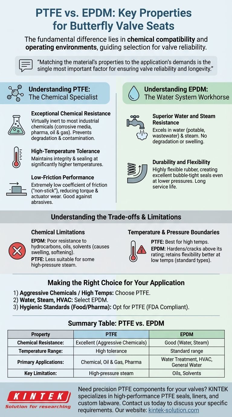 버터플라이 밸브 사용에 영향을 미치는 PTFE 및 EPDM의 주요 특성은 무엇입니까? 올바른 밸브 시트 재질 선택 시각적 가이드