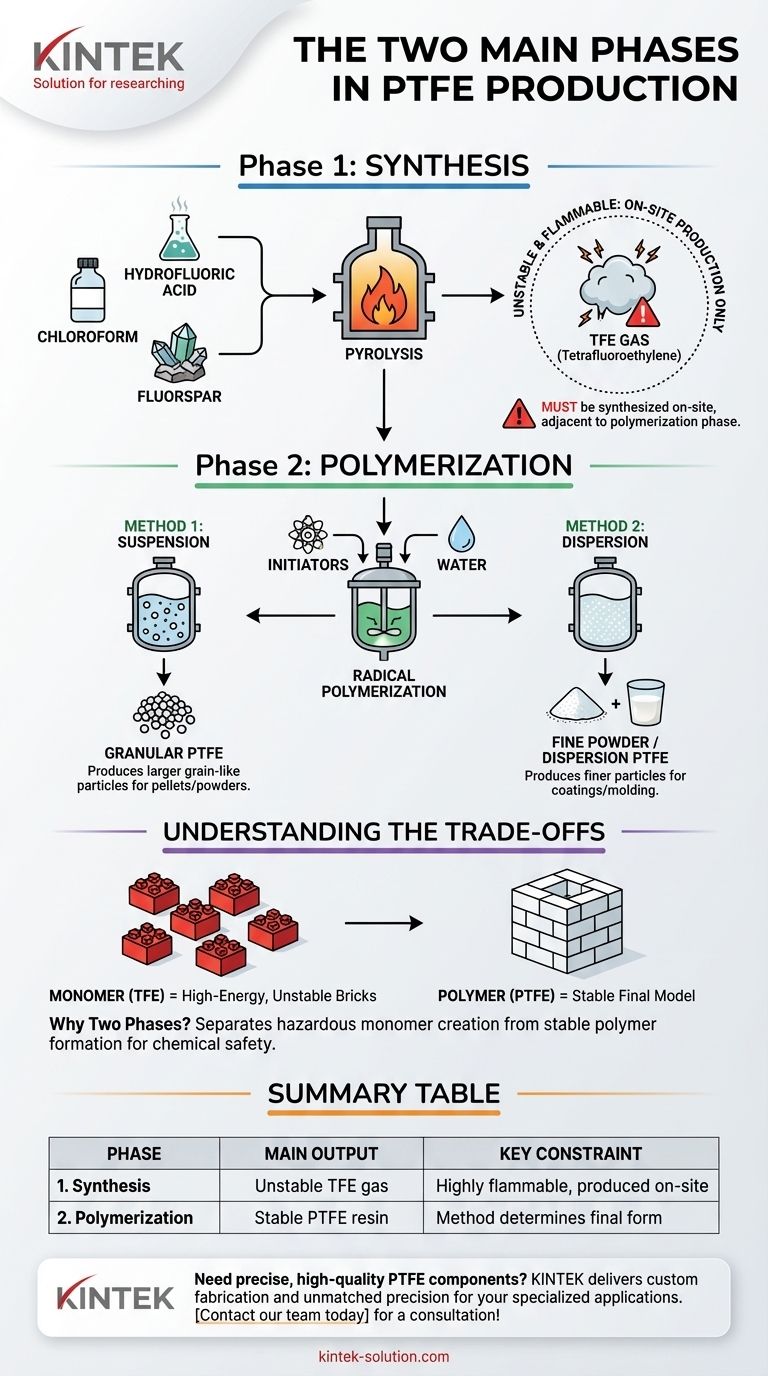 PTFE 생산의 두 가지 주요 단계는 무엇입니까? 원료부터 고성능 폴리머까지 시각적 가이드