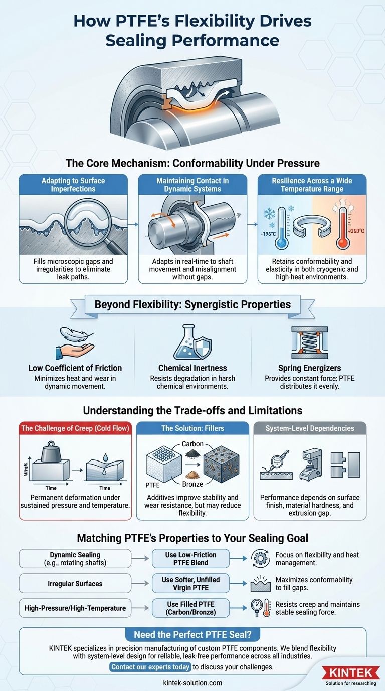 PTFE의 유연성은 씰링 성능에 어떻게 기여합니까? 우수하고 신뢰할 수 있는 장벽 생성 시각적 가이드