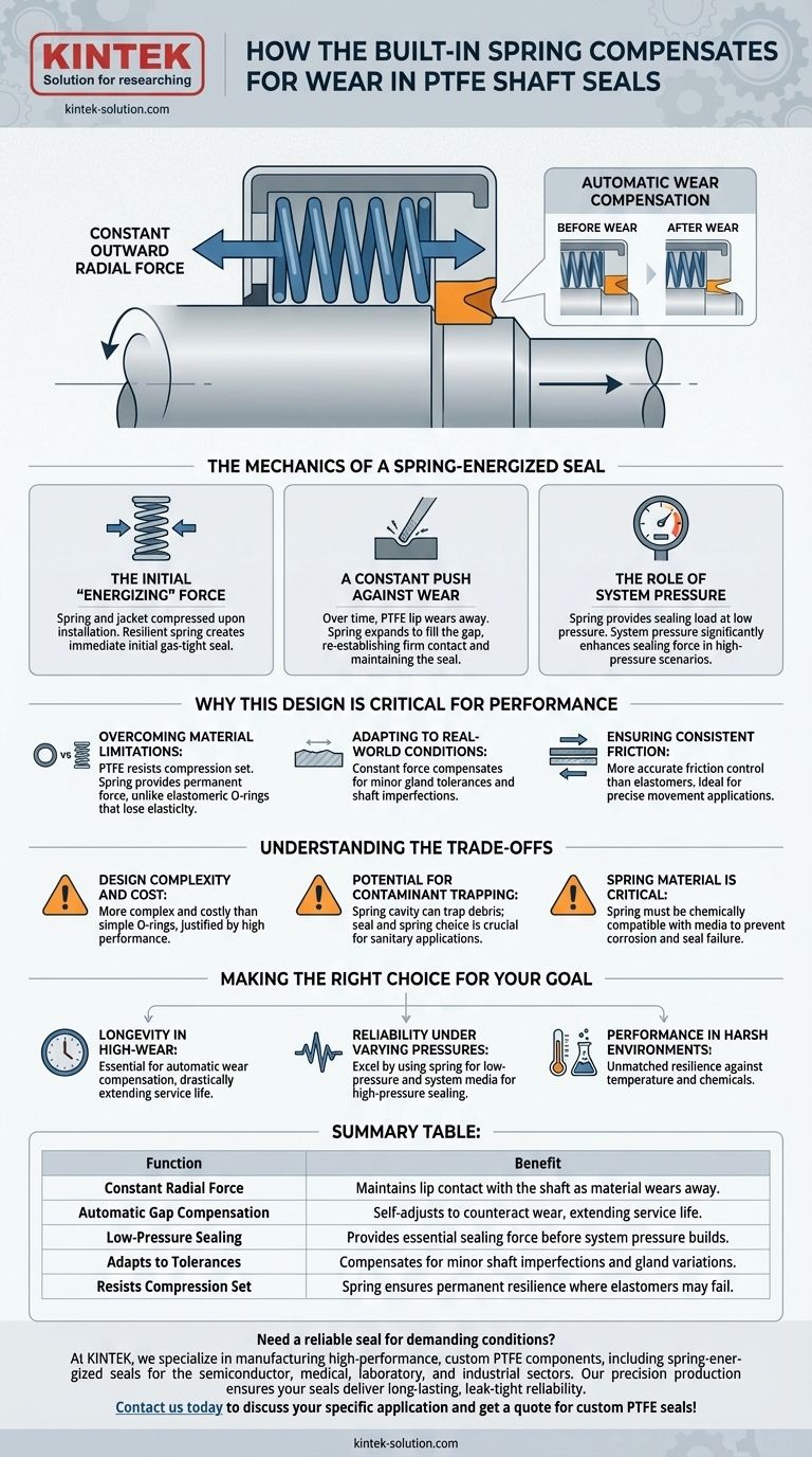 내장 스프링은 PTFE 샤프트 씰의 마모를 어떻게 보상합니까? 장기적인 씰링 신뢰성 보장 시각적 가이드
