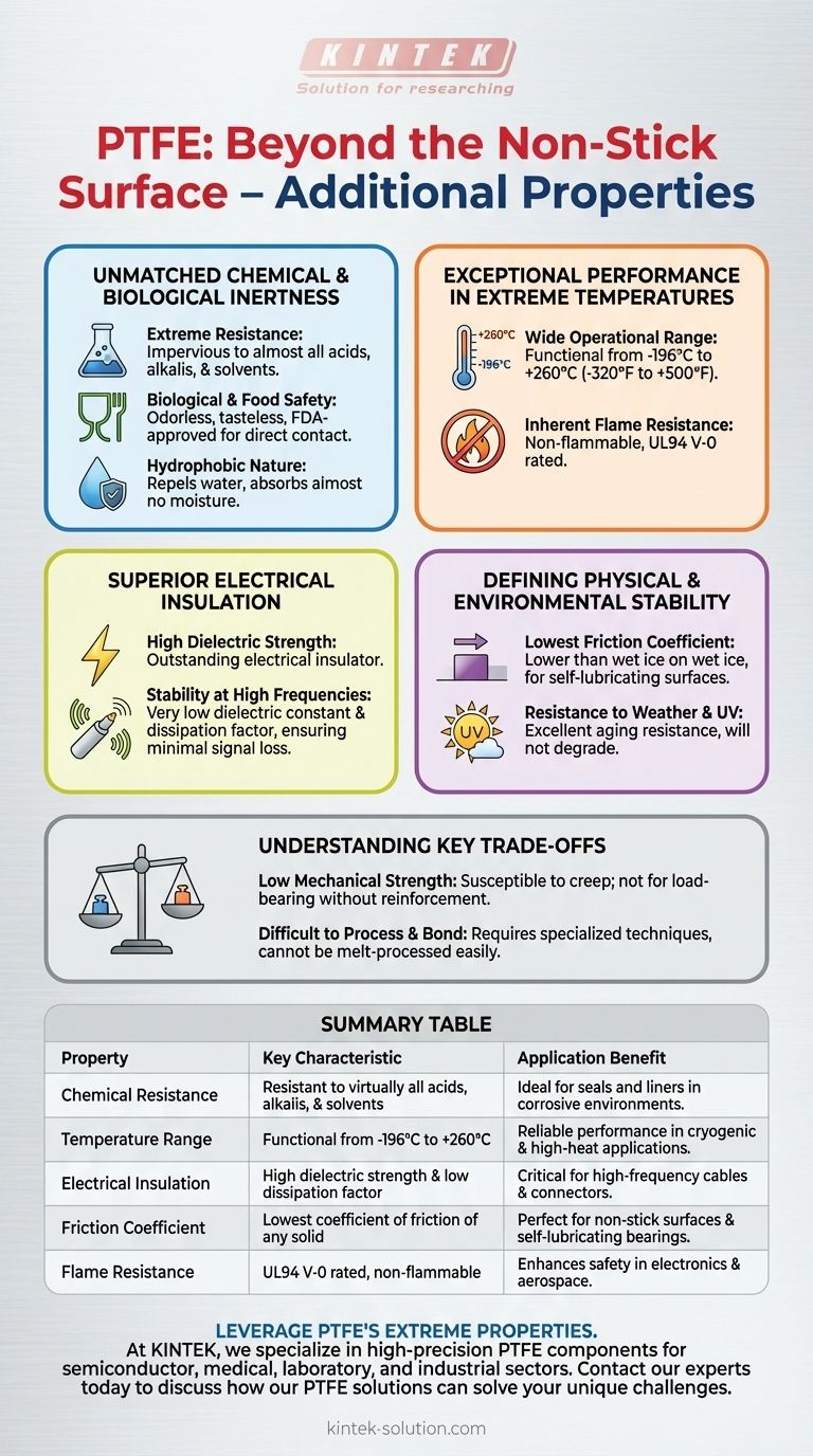 ما هي الخصائص الإضافية لـ PTFE؟ ما وراء عدم الالتصاق: أداء كيميائي وحراري وكهربائي فائق دليل مرئي