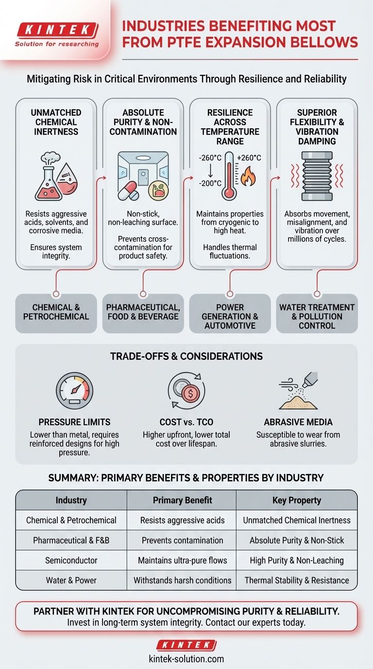 ¿Qué industrias se benefician más de los fuelles de expansión de PTFE? Maximizar la seguridad y la pureza en entornos hostiles Guía Visual