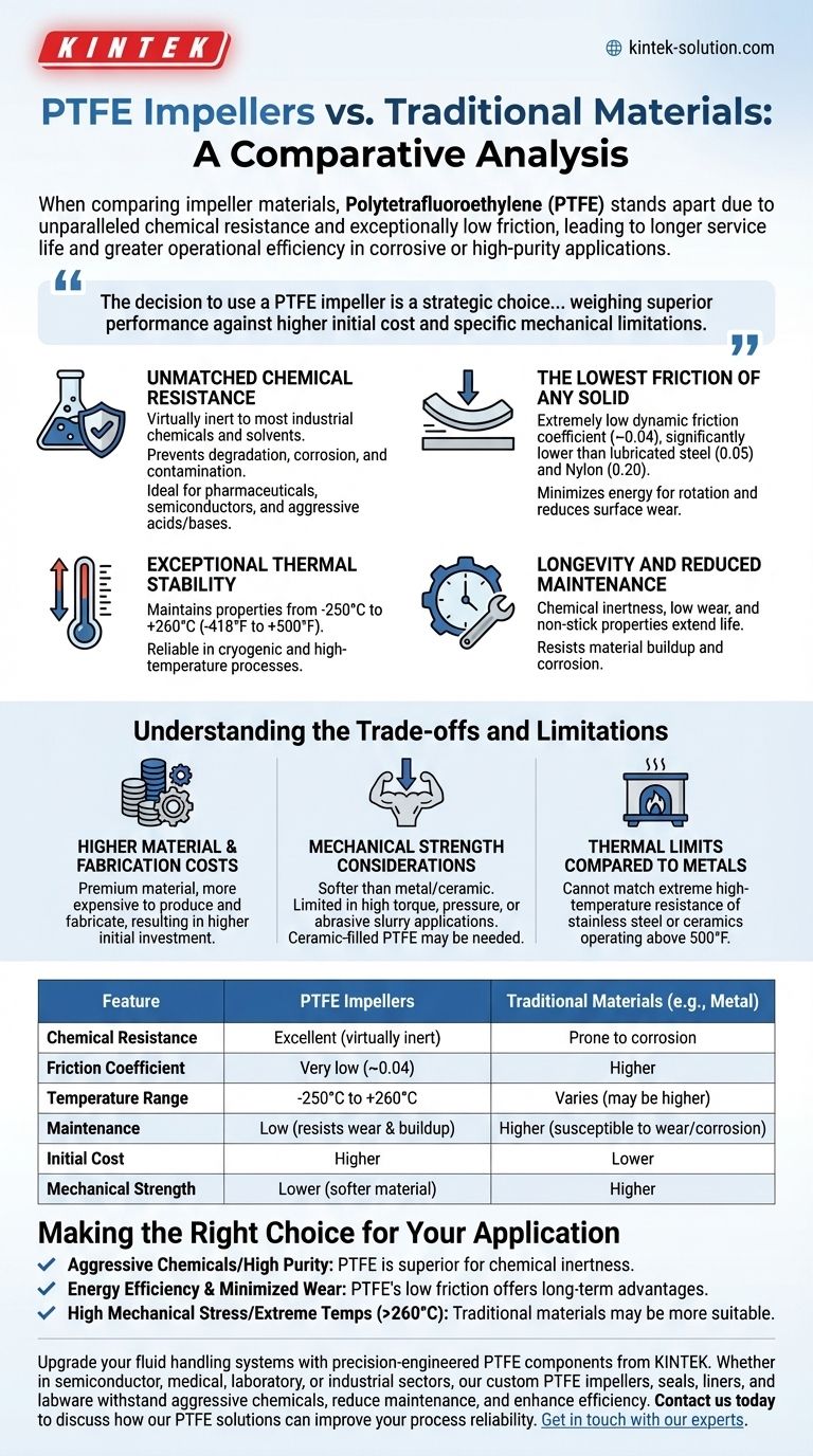 부식성 환경에서 효율성을 극대화하는 PTFE 임펠러는 기존 임펠러 재질과 어떻게 비교됩니까? 시각적 가이드