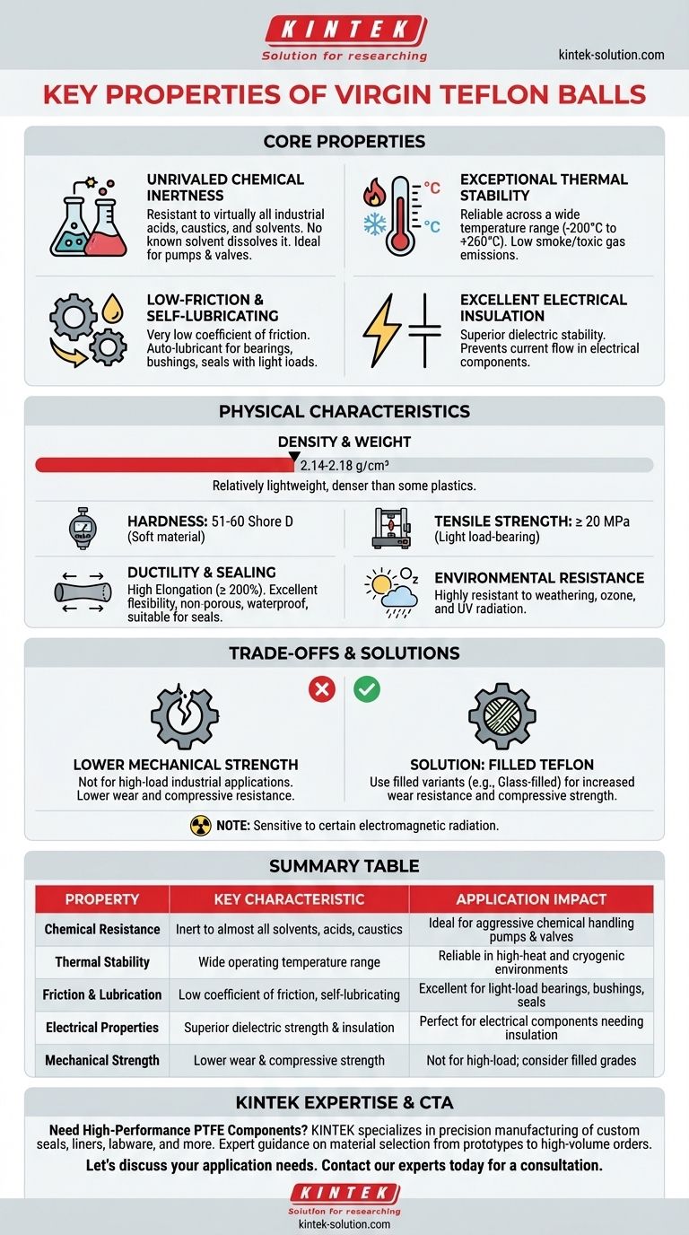 버진 테프론 볼의 주요 특성은 무엇인가요? 뛰어난 내화학성 및 내열성을 활용하세요 시각적 가이드