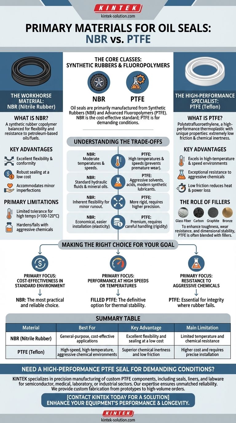 오일 씰에 사용되는 주요 재료는 무엇인가요? 귀하의 응용 분야를 위한 NBR 대 PTFE 비교 시각적 가이드