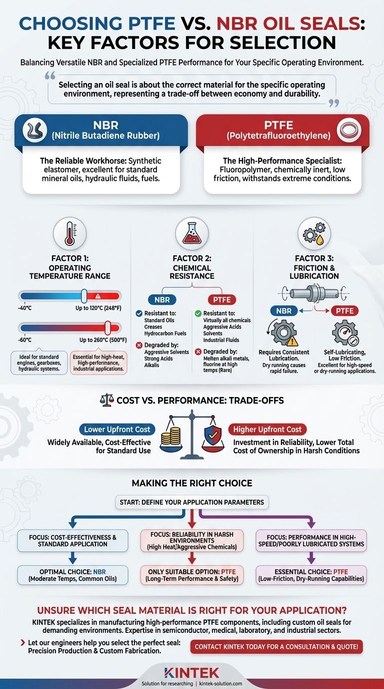 ¿Qué factores deben considerarse al elegir entre retenes de aceite de PTFE y NBR? Seleccione el retén adecuado para su aplicación Guía Visual