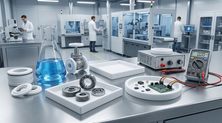 Каковы конкретные области применения ПТФЭ в промышленном производстве? Раскройте химические, фрикционные и электрические решения