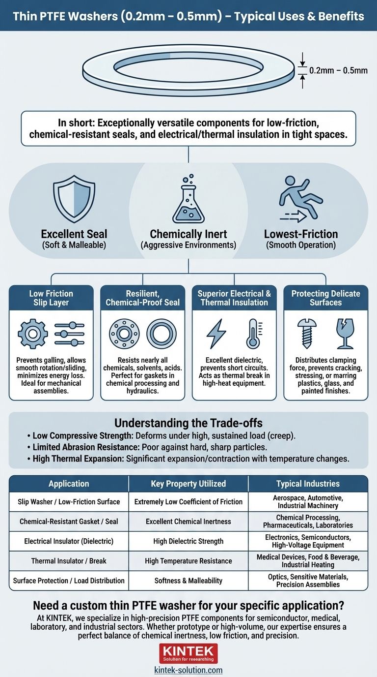 얇은 PTFE 와셔(0.2mm – 0.5mm)의 일반적인 용도는 무엇입니까? 씰링, 마찰 및 절연 문제를 해결하십시오 시각적 가이드
