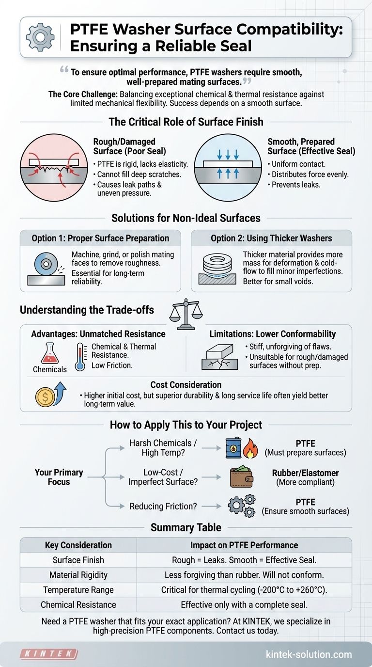 ما الذي يجب مراعاته فيما يتعلق بتوافق السطح عند استخدام حلقات (واشرات) PTFE؟ ضمان إحكام غلق موثوق به في التطبيقات الصعبة دليل مرئي