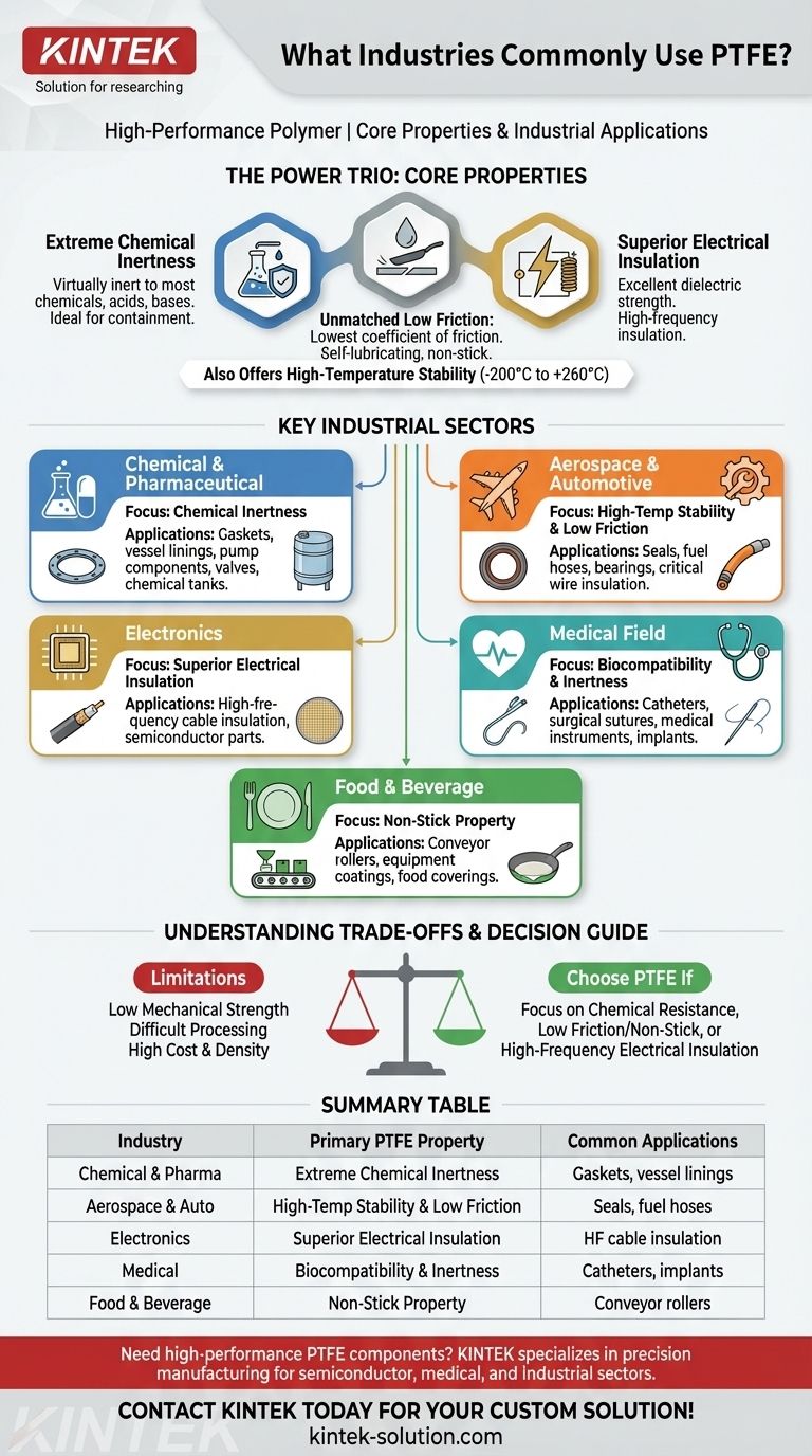What industries commonly use PTFE? Leverage Its Chemical Resistance, Low Friction & Electrical Insulation Visual Guide