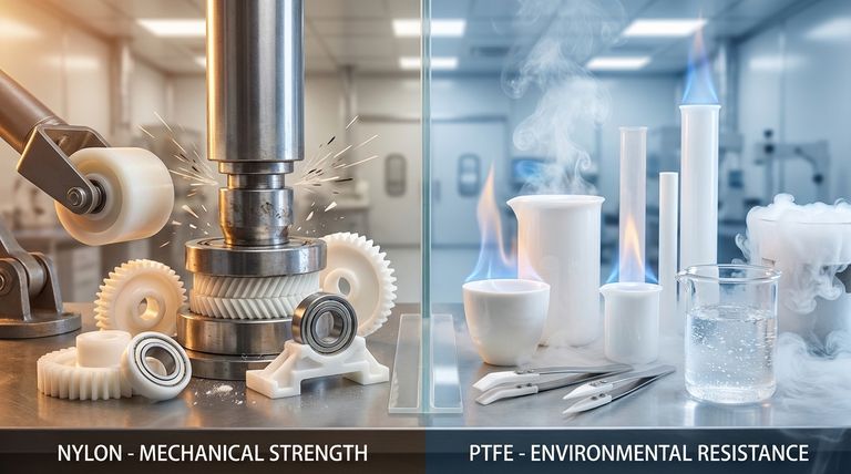 Wie verhalten sich Nylon und PTFE hinsichtlich Haltbarkeit und Festigkeit im Vergleich? Die Wahl des richtigen Polymers für Ihre Anwendung