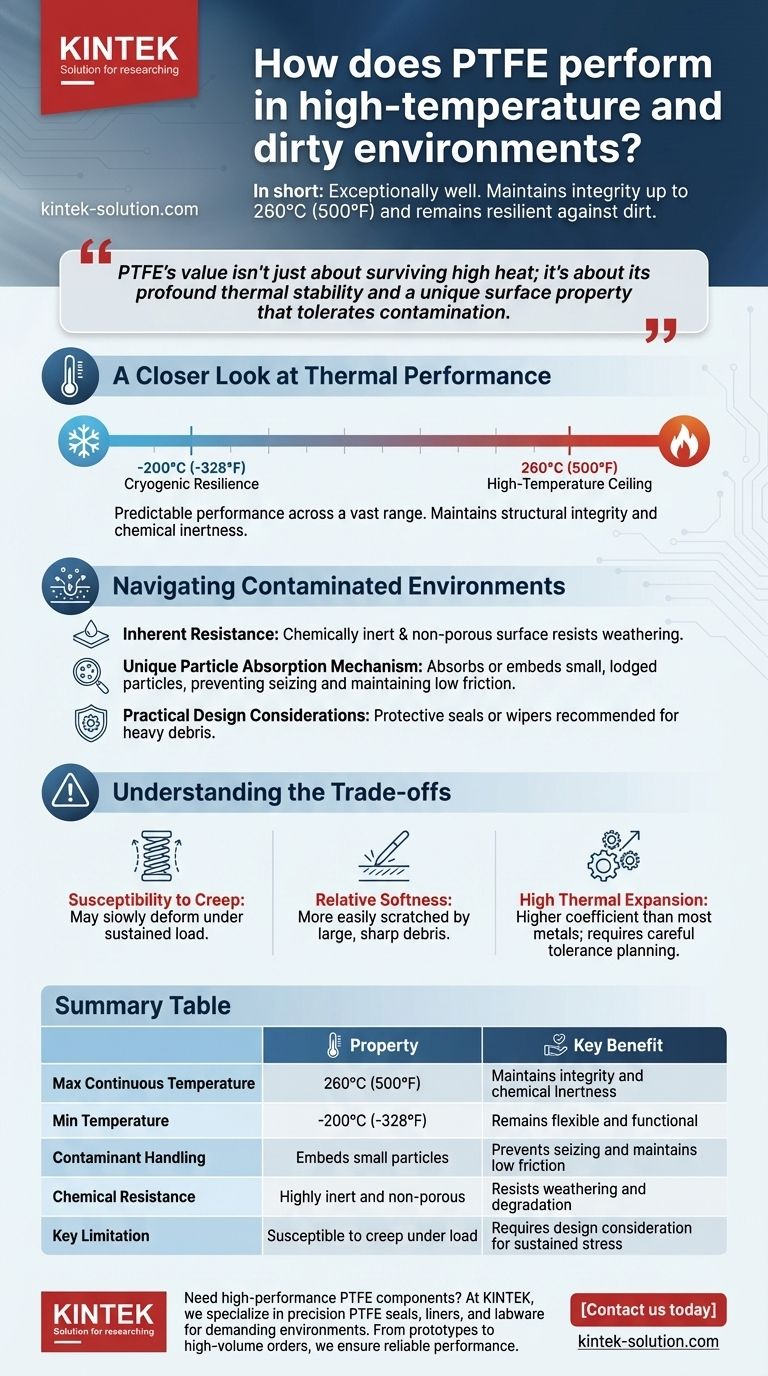 Come si comporta il PTFE in ambienti ad alta temperatura e sporchi? Scopri la sua resilienza e affidabilità Guida Visiva