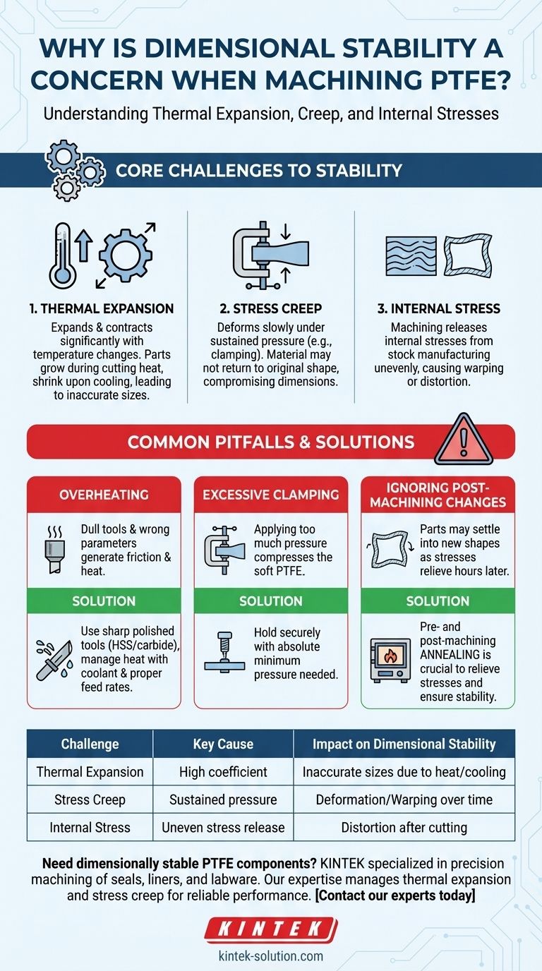 Why is dimensional stability a concern when machining PTFE? Ensure Accurate, Stable PTFE Components Visual Guide