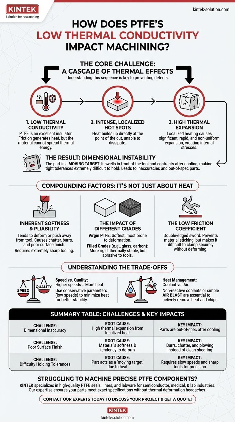 PTFE의 낮은 열전도율이 가공에 어떤 영향을 미치나요? 정밀 부품을 위한 열 관리 마스터하기 시각적 가이드