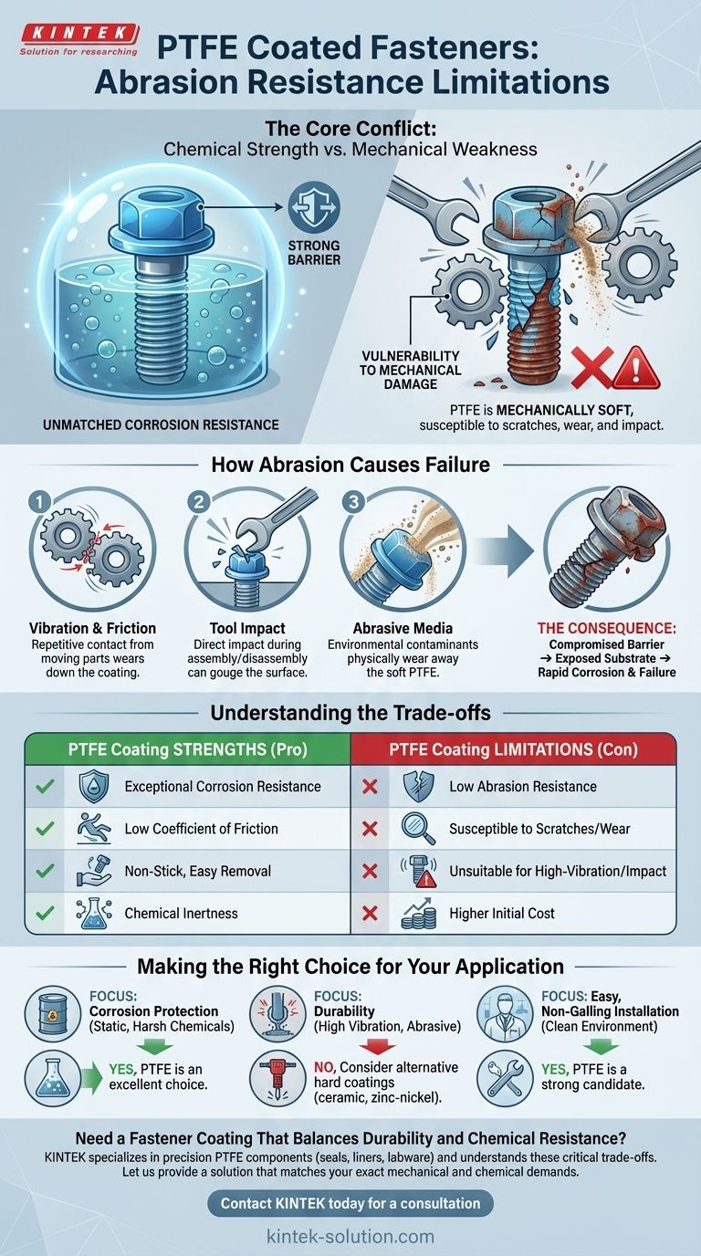 Quali sono i limiti dei componenti di fissaggio rivestiti in PTFE per quanto riguarda la resistenza all'abrasione? Il compromesso per una protezione chimica superiore Guida Visiva