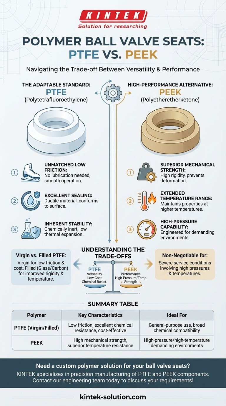 Quelles sont les deux principales catégories de polymères utilisées pour les sièges de vannes à bille ? PTFE vs PEEK pour des performances optimales Guide Visuel