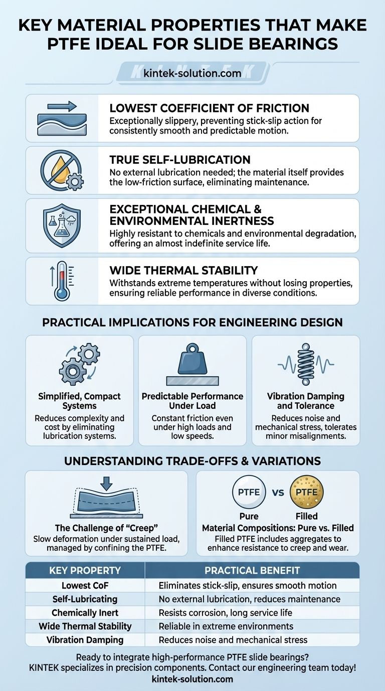 PTFE가 슬라이드 베어링에 이상적인 핵심 재료 특성은 무엇입니까? 낮은 마찰 및 유지보수가 필요 없는 성능 시각적 가이드