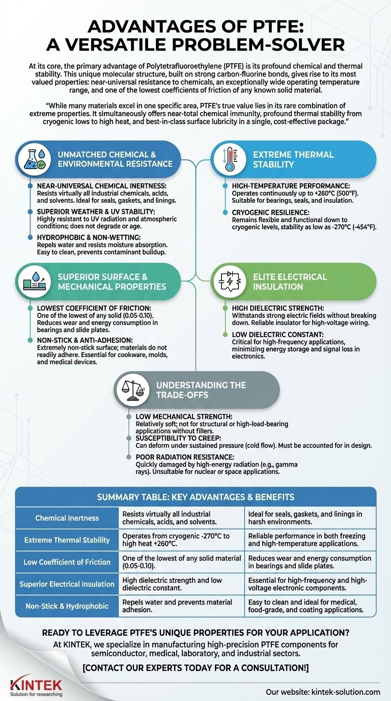 Quali sono i vantaggi del PTFE? Sblocca un'incomparabile stabilità chimica e termica Guida Visiva
