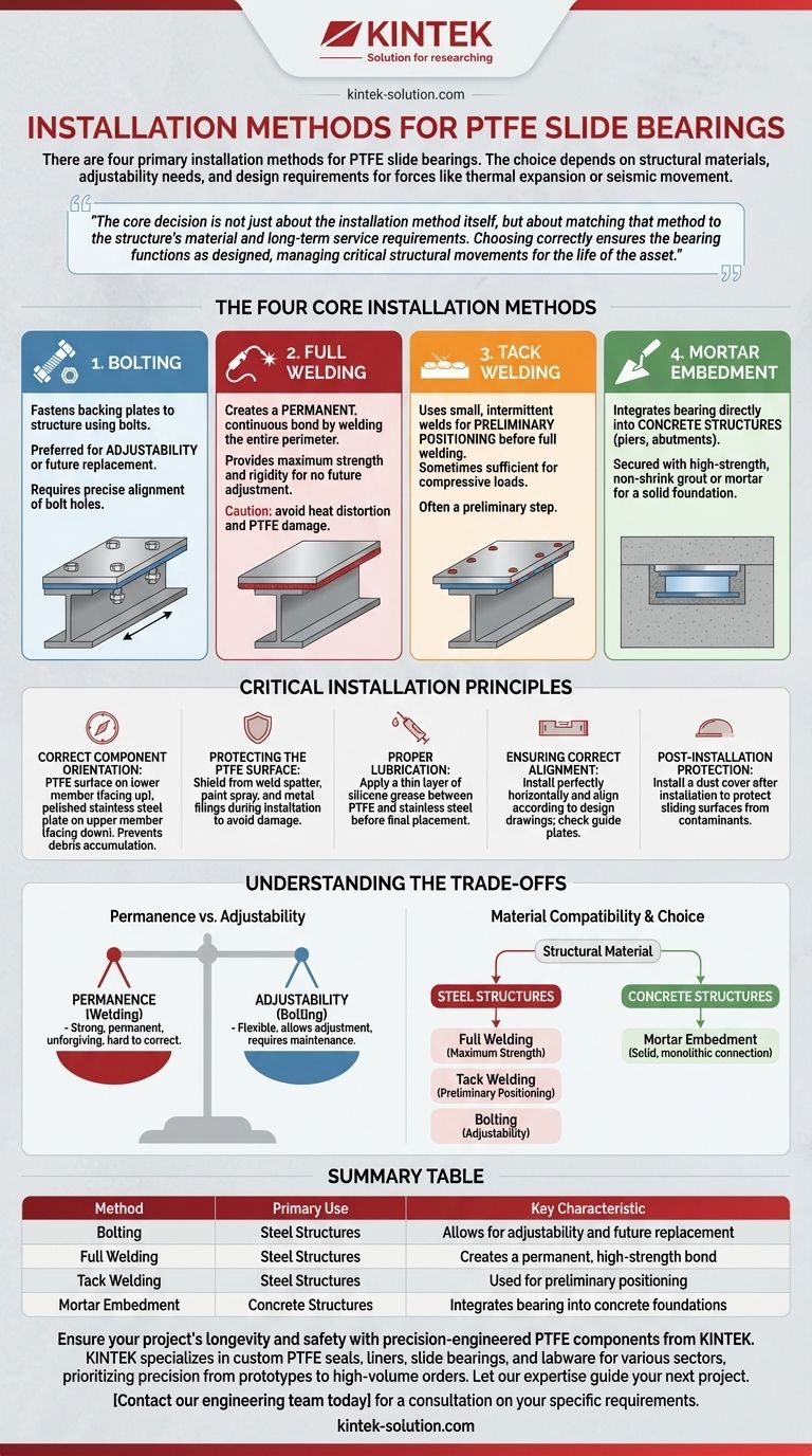 PTFE 슬라이드 베어링의 설치 방법은 무엇입니까? 귀하의 구조에 적합한 방법을 선택하십시오 시각적 가이드