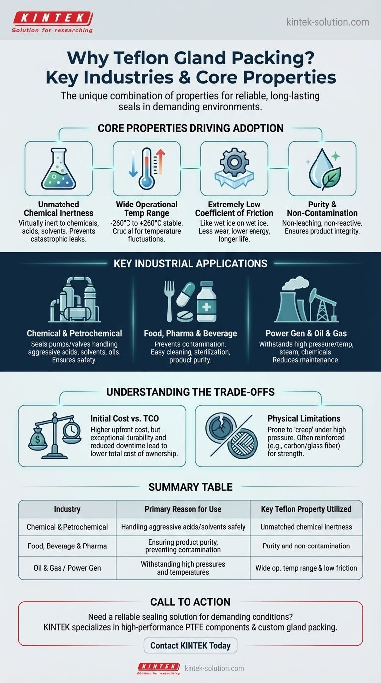 What industries commonly use Teflon gland packing and why? Unlock Superior Sealing Performance Visual Guide