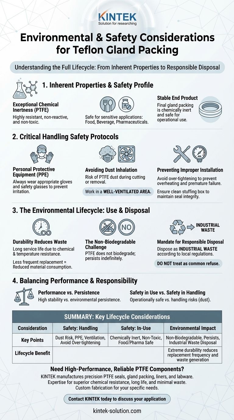 ما هي الاعتبارات البيئية واعتبارات السلامة لحشوات غدة التفلون؟ ضمان التعامل الآمن والتخلص المسؤول دليل مرئي