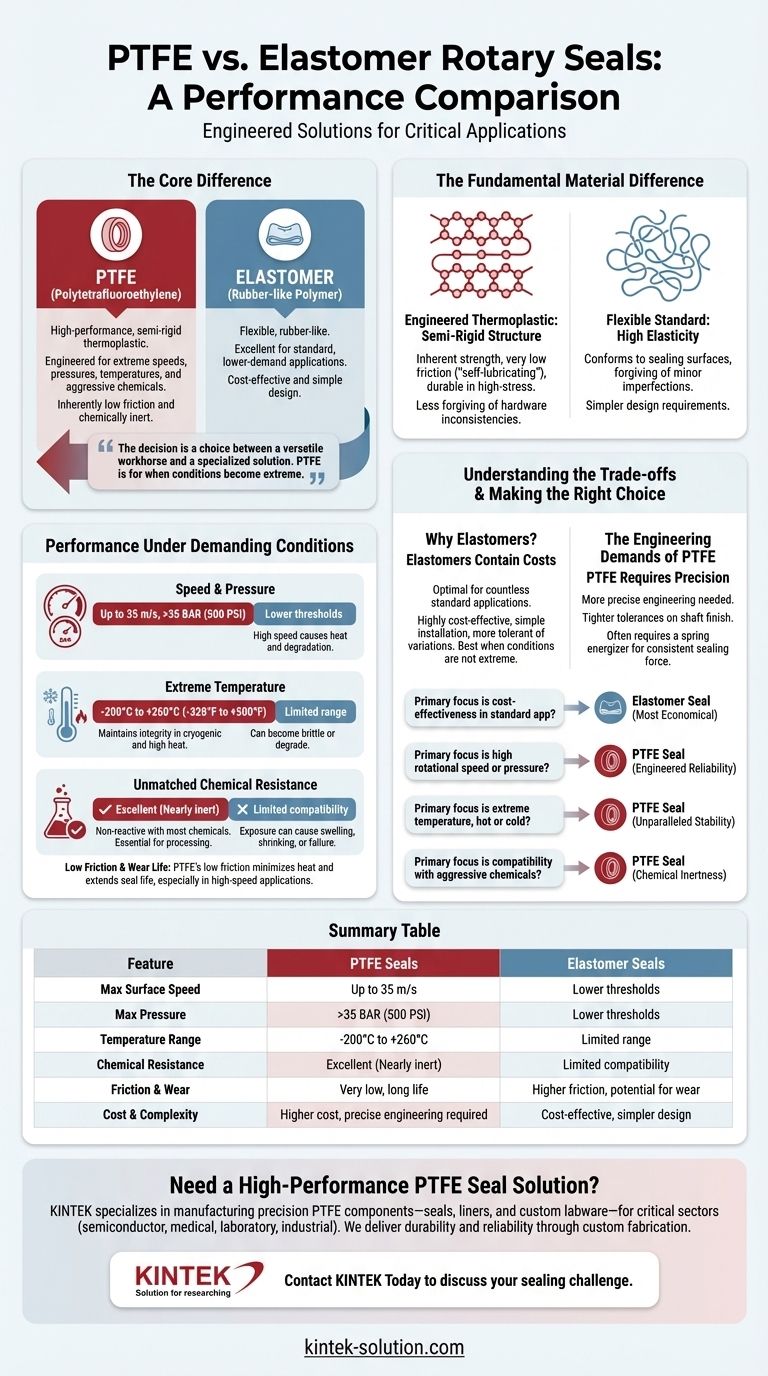 ¿Qué es el PTFE y cómo se compara con los sellos rotativos de elastómero? Desbloquee un rendimiento de sellado superior Guía Visual