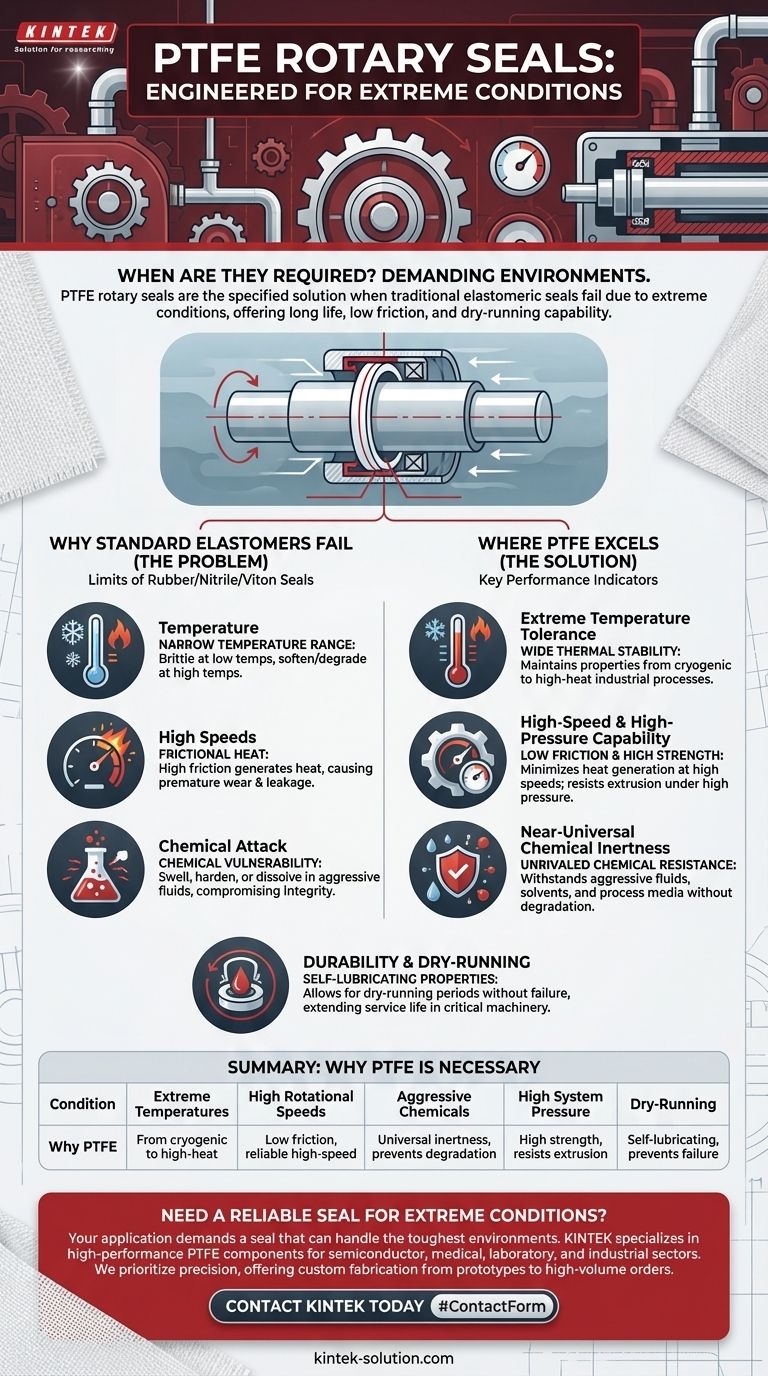 Quali sono le condizioni che richiedono l'uso di tenute rotanti in PTFE? Ottieni prestazioni di punta in ambienti estremi Guida Visiva