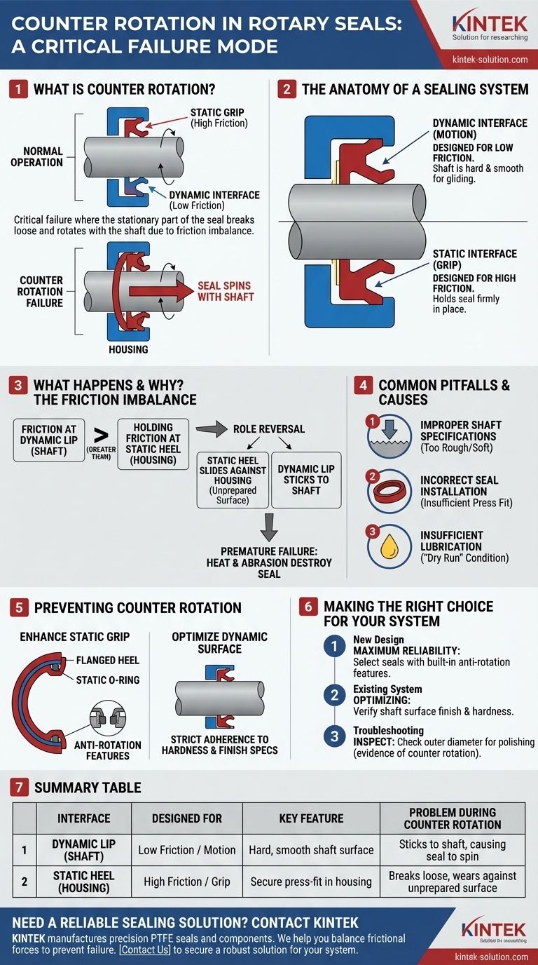 ¿Qué es la contrarrotación en los sellos rotativos y por qué es problemática? Evite el fallo catastrófico del sello Guía Visual