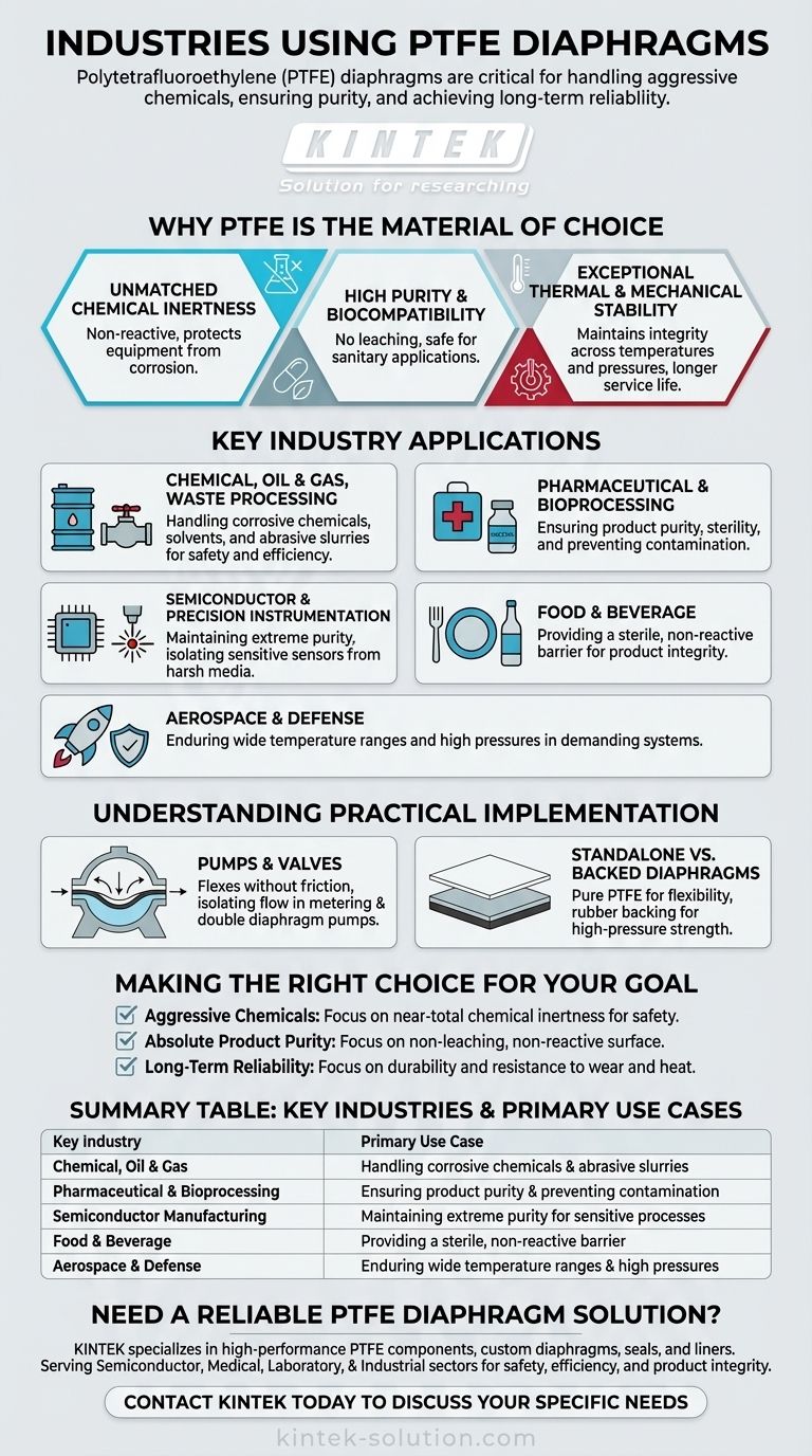 PTFEダイヤフラムは、どのような産業で一般的に使用されていますか？優れた耐薬品性と純度が求められる用途において ビジュアルガイド