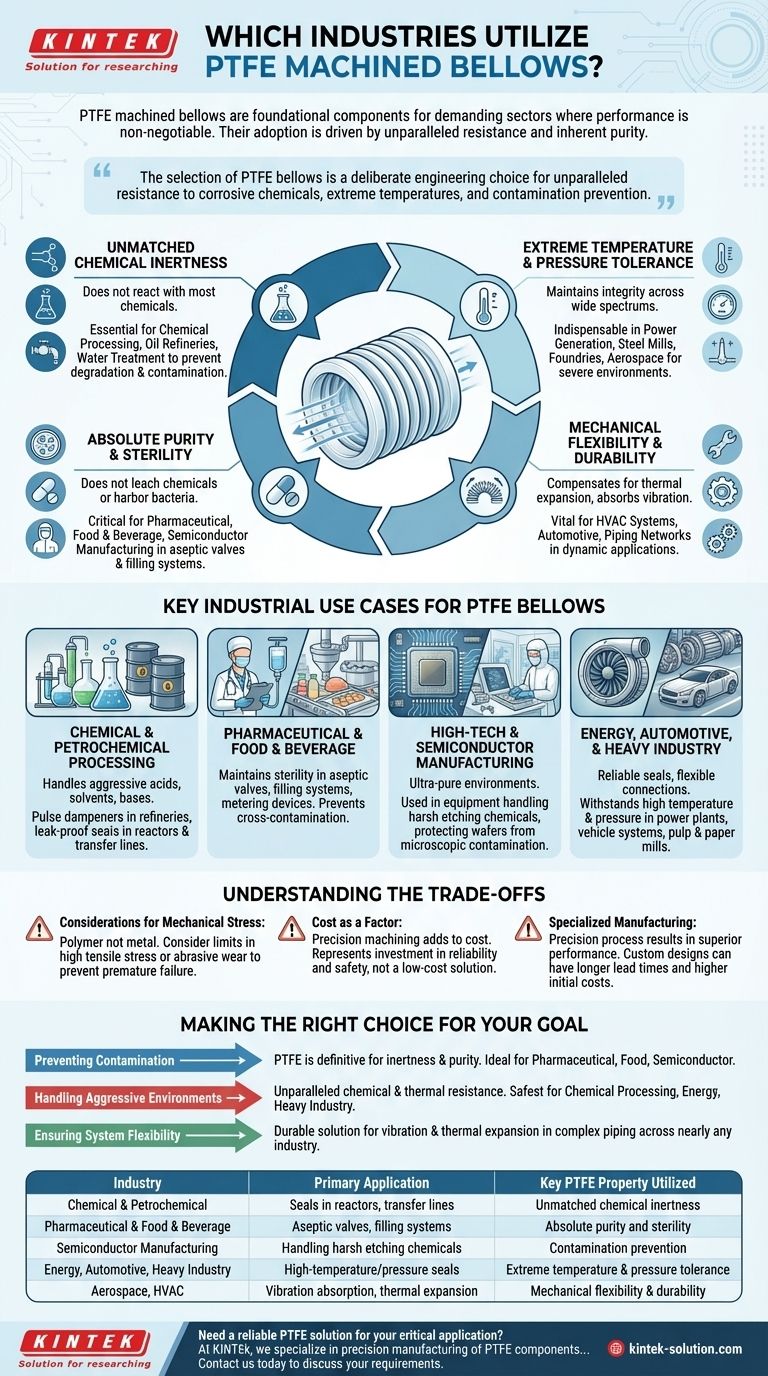 Quais indústrias utilizam foles usinados em PTFE? Resolva Desafios Críticos em Ambientes Exigentes Guia Visual
