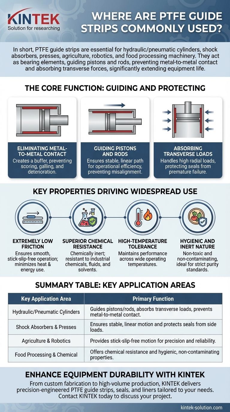 أين تُستخدم شرائط التوجيه المصنوعة من PTFE بشكل شائع؟ ضرورية للأسطوانات الهيدروليكية والآلات عالية الأداء دليل مرئي
