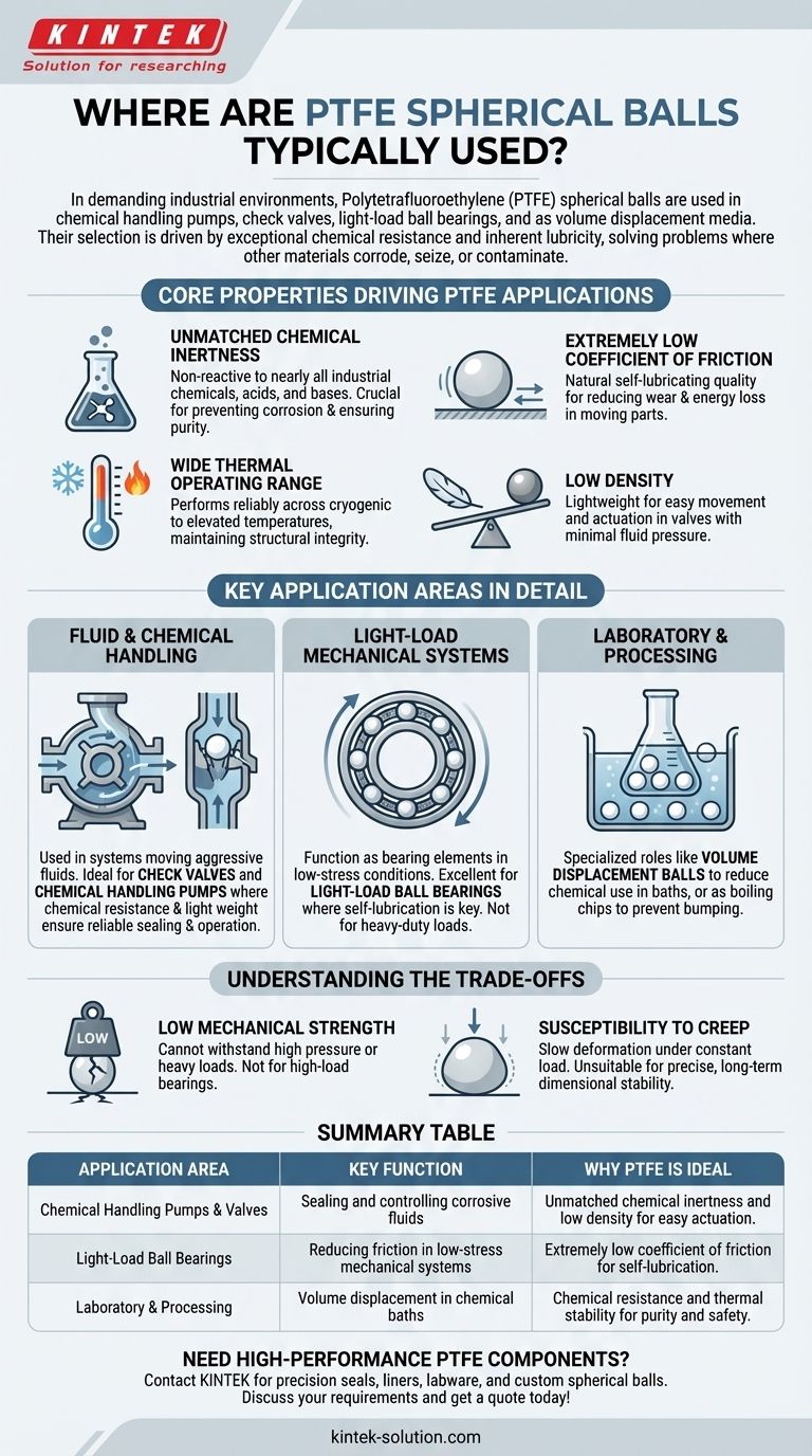 Where are PTFE spherical balls typically used? Essential for Corrosive & Low-Friction Applications Visual Guide