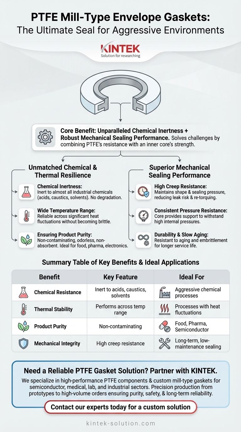 Quais são os benefícios das juntas de envelope tipo moinho de PTFE? Obtenha vedação confiável em ambientes químicos agressivos Guia Visual