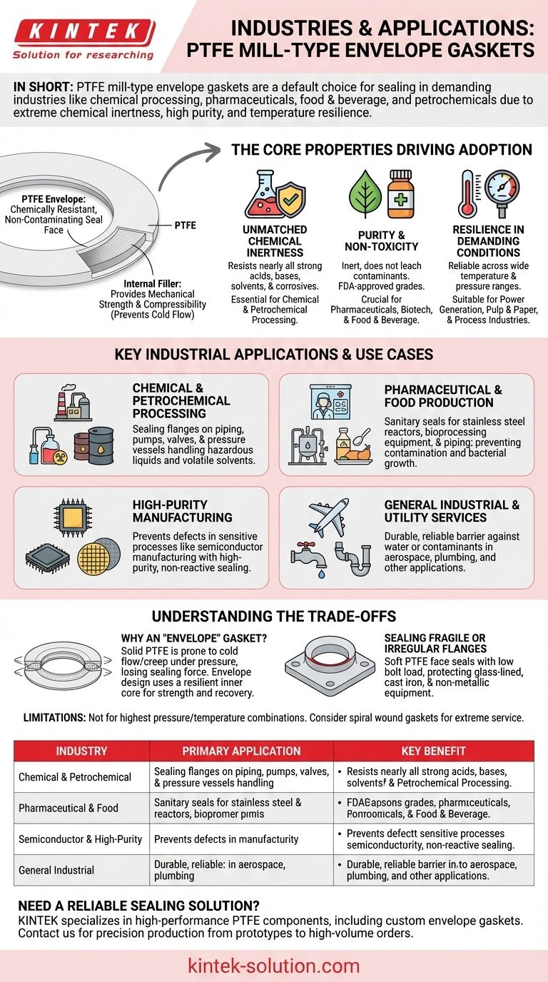 في أي الصناعات يتم تطبيق حشيات الغلاف من نوع المطحنة المصنوعة من PTFE؟ ضمان إغلاق خالٍ من التسرب في البيئات الصعبة دليل مرئي