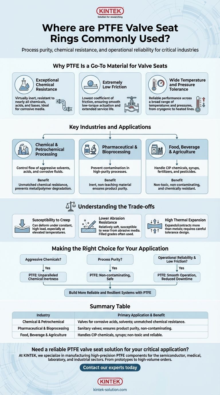 Dove vengono comunemente utilizzati gli anelli di sede valvola in PTFE? Garantire purezza e affidabilità nei processi critici Guida Visiva