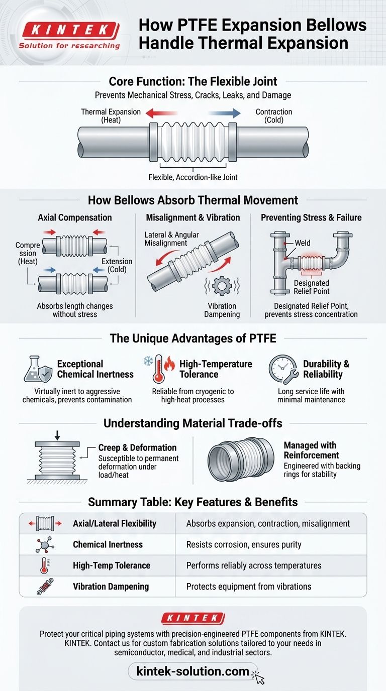 Como os foles de expansão de PTFE lidam com a expansão térmica em sistemas de tubulação? Prevenindo Estresse e Falha Guia Visual