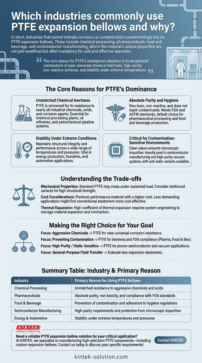 Quali settori utilizzano comunemente i soffietti di dilatazione in PTFE e perché? Essenziali per il controllo della corrosione e della contaminazione Guida Visiva