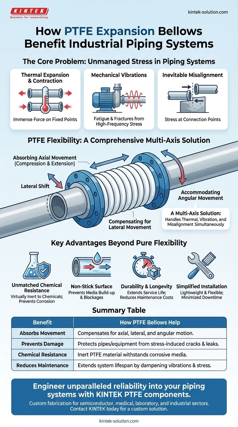 In che modo la flessibilità dei soffietti di dilatazione in PTFE avvantaggia i sistemi di tubazioni industriali? Assorbe lo stress, Previene i guasti Guida Visiva