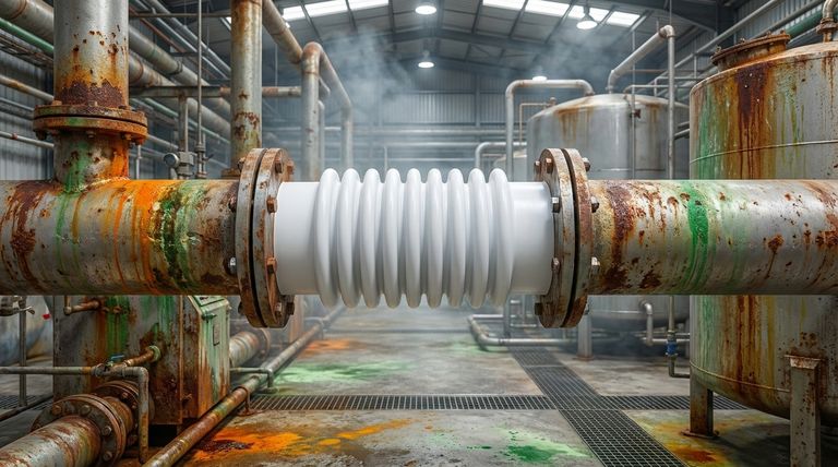 腐食性環境において、PTFE製ベローズは金属製ベローズと比較してどのような利点がありますか？長寿命を実現する優れた耐薬品性