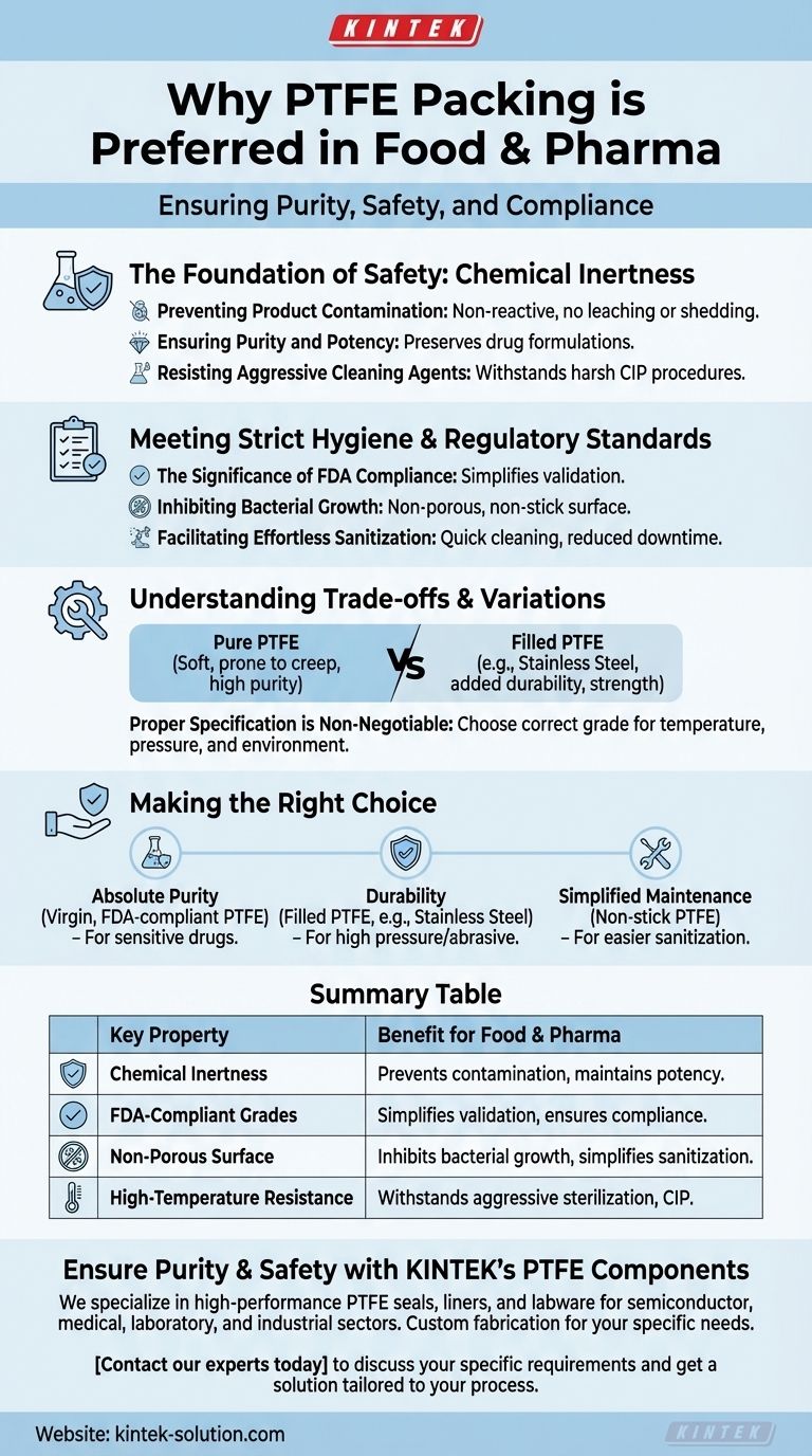 لماذا يُفضل استخدام حشوات PTFE في الصناعات الغذائية والصيدلانية؟ ضمان النقاء والامتثال دليل مرئي